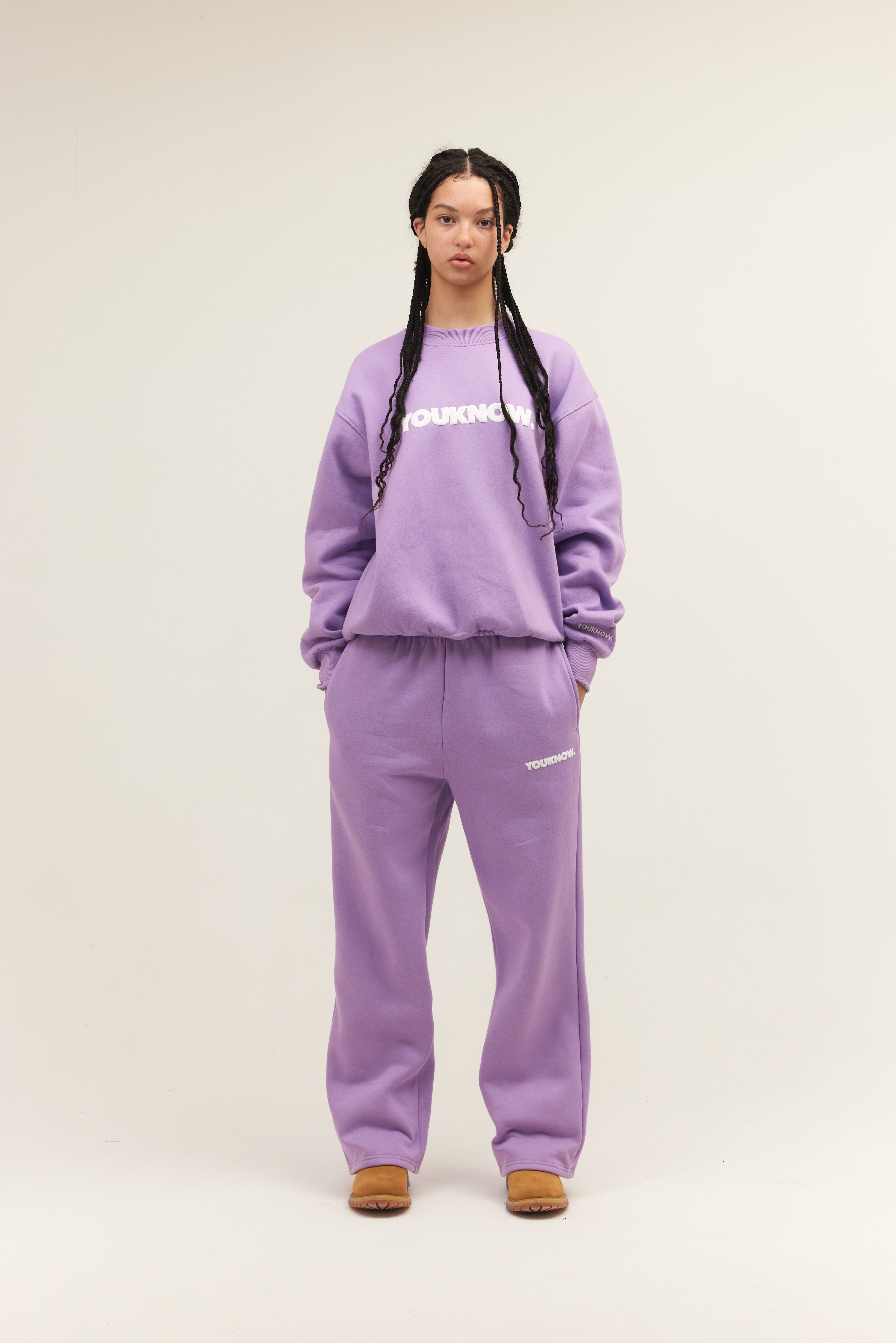 BLOCK WIDE-LEG SWEATPANTS | Lilac