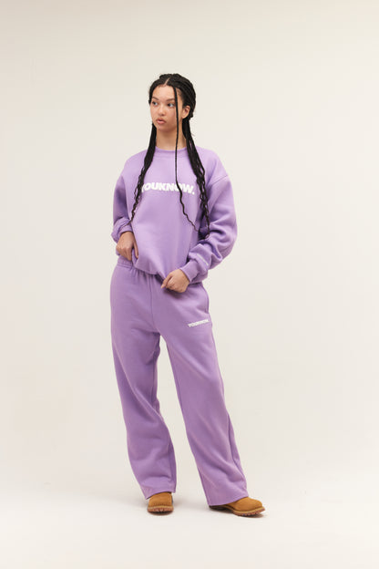 BLOCK WIDE-LEG SWEATPANTS | Lilac