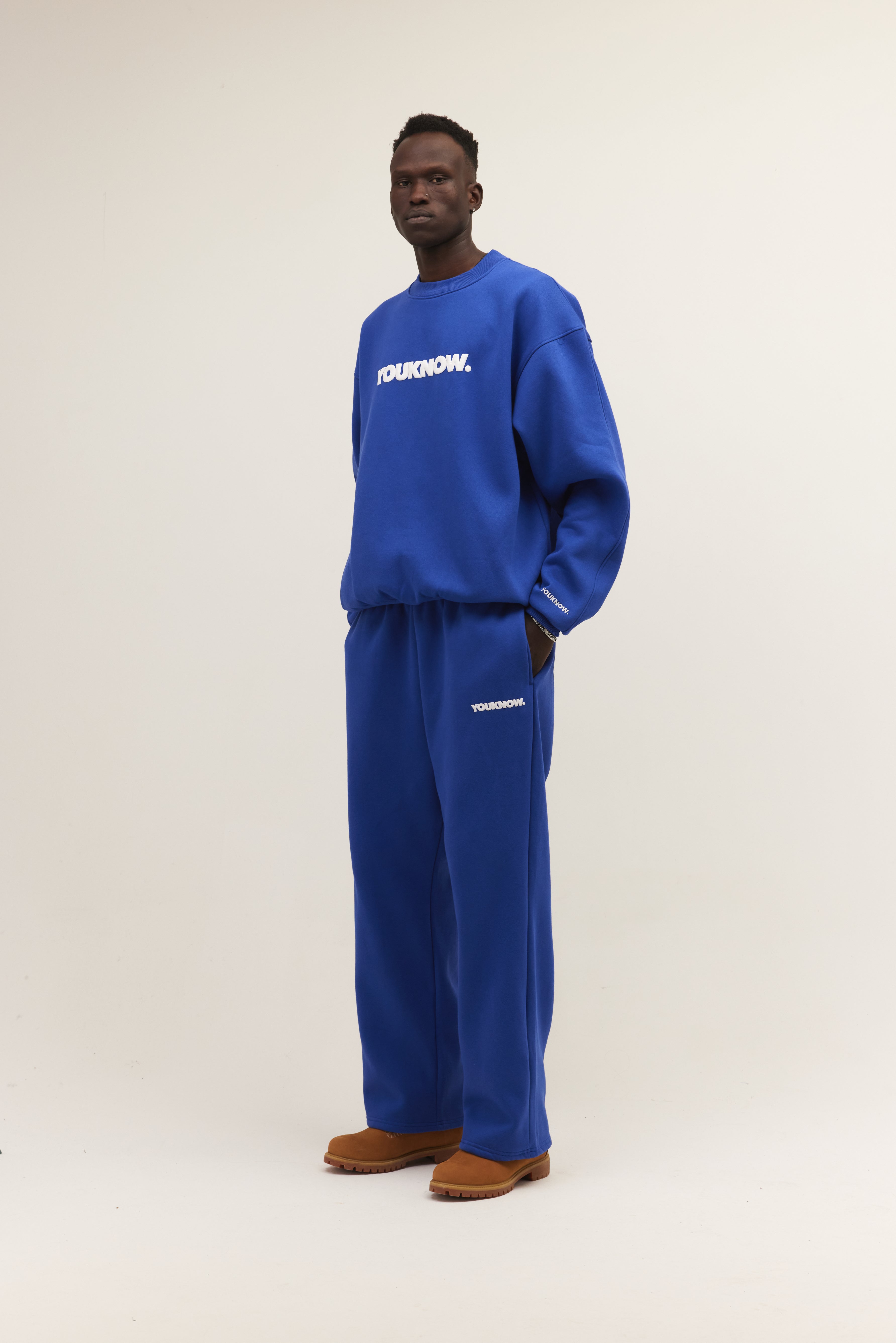 BLOCK WIDE-LEG SWEATPANTS | Blue