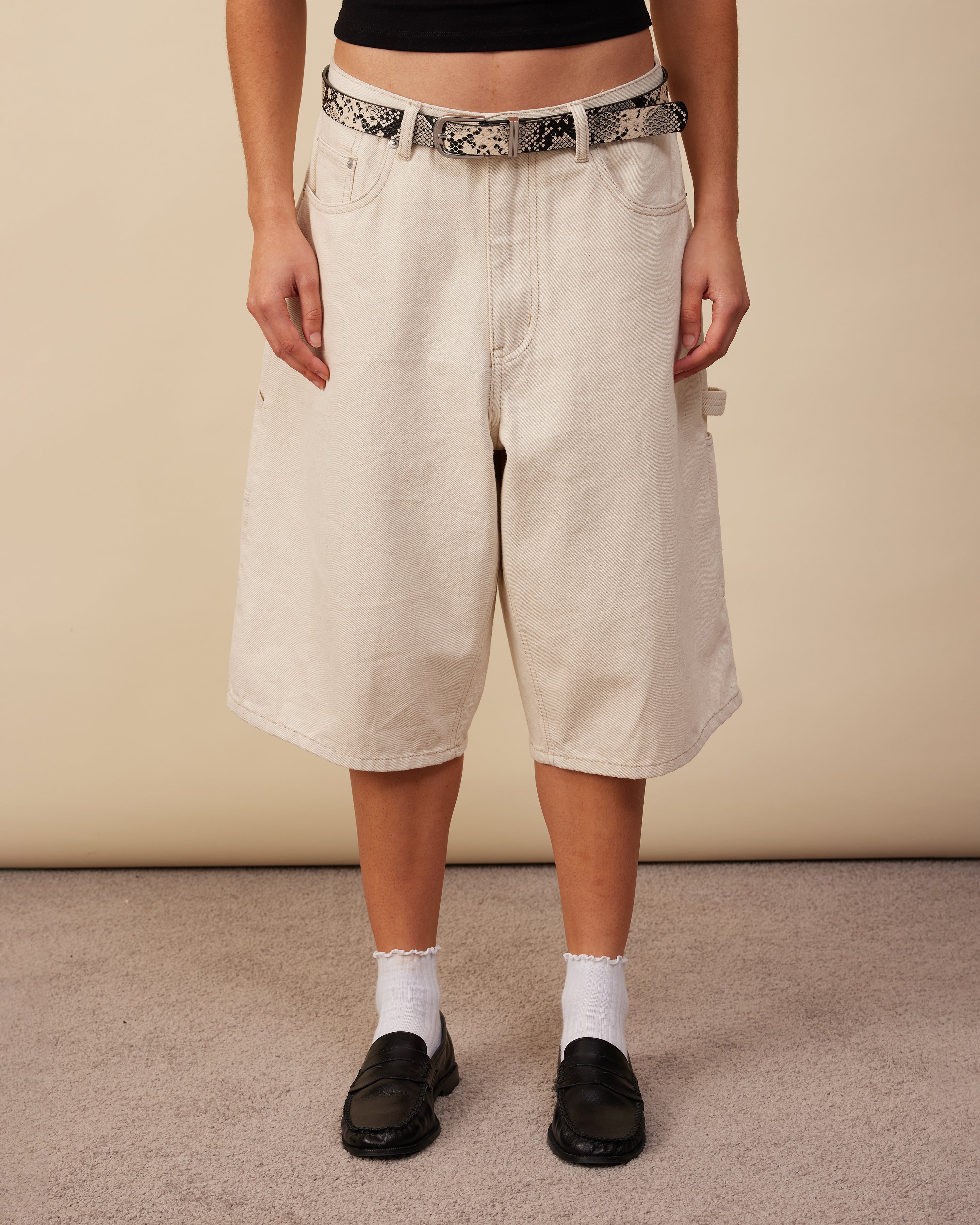 Denim Jorts | Ecru