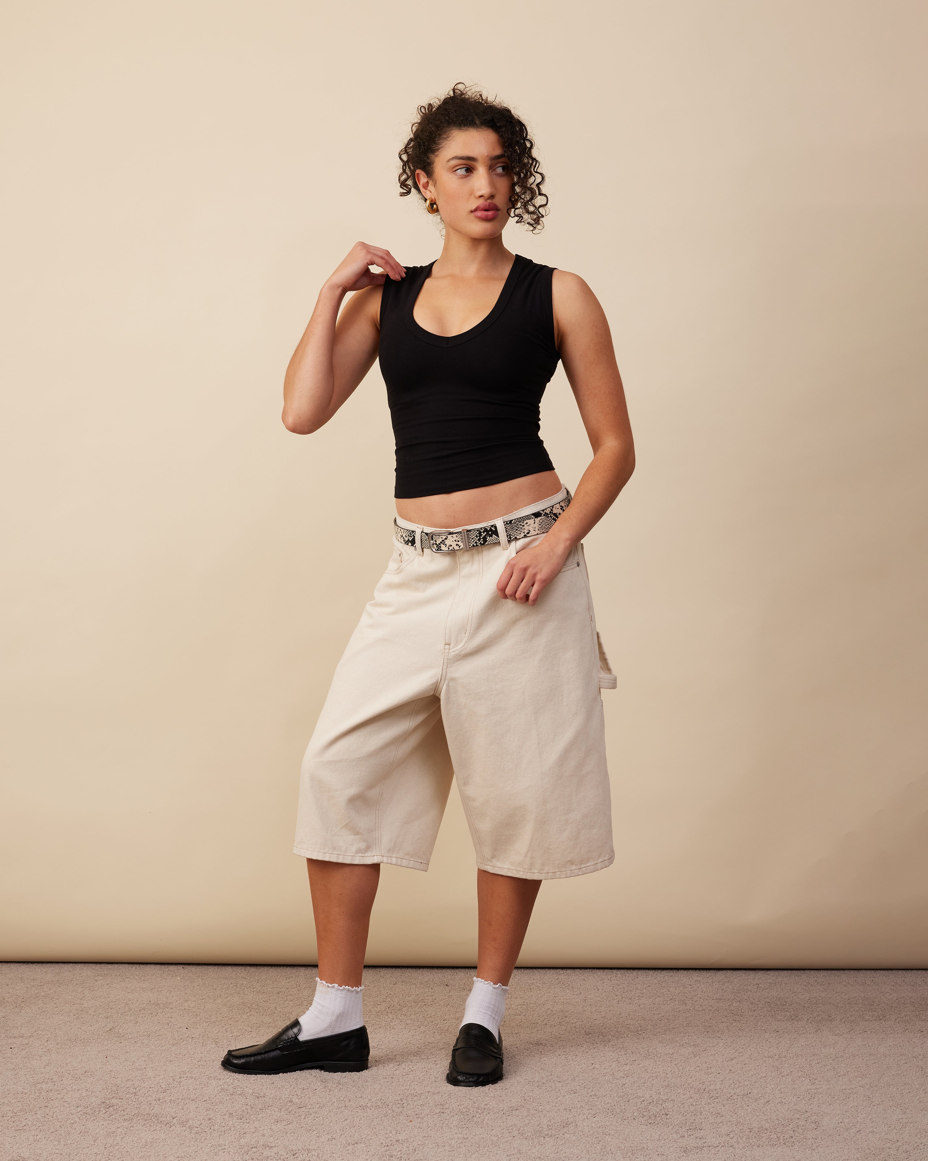 Denim Jorts | Ecru