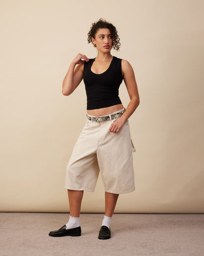 Denim Jorts | Ecru