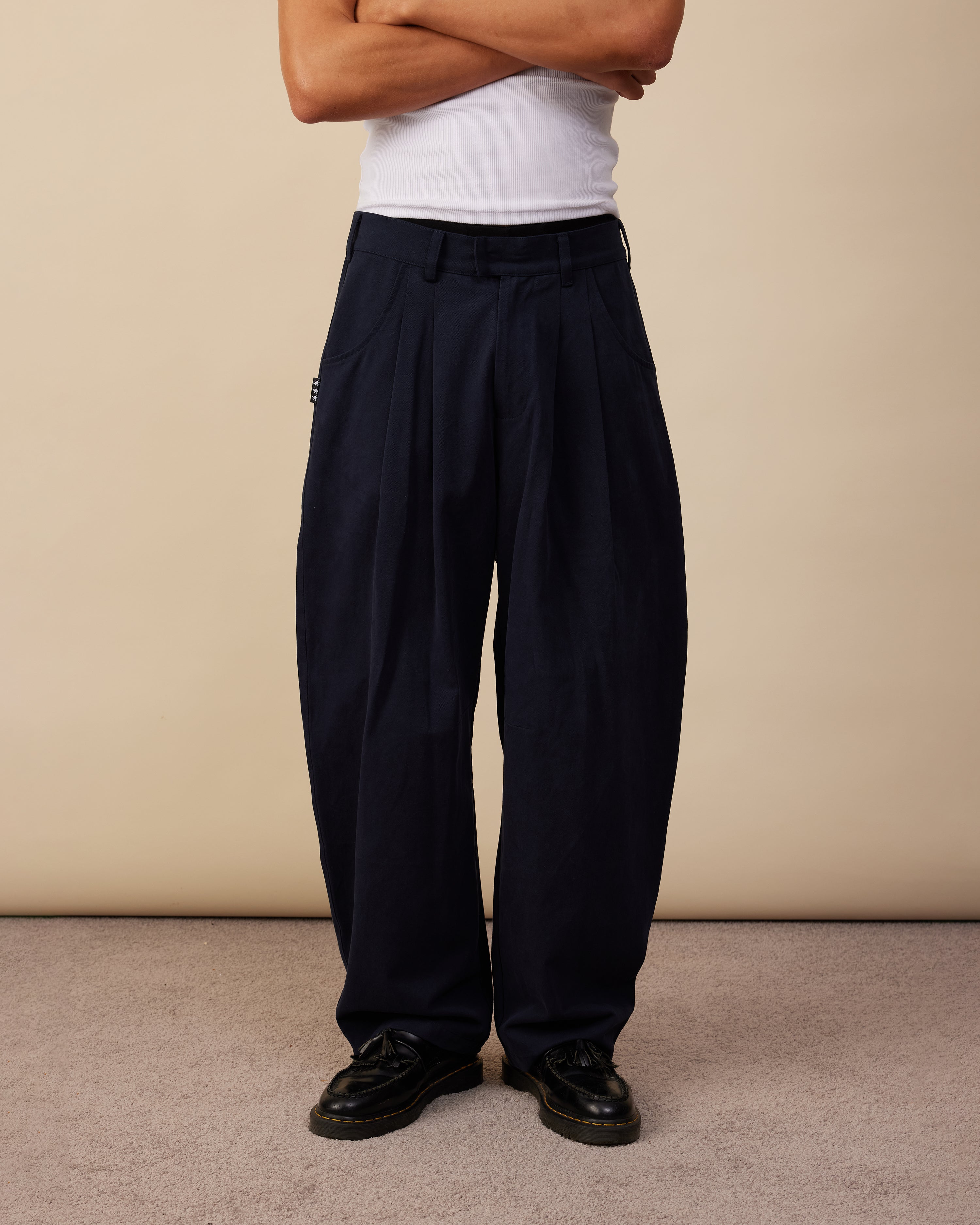Barrel Leg Pants | Dark Navy