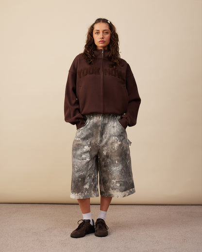 Chenille Zip Up | Chocolate