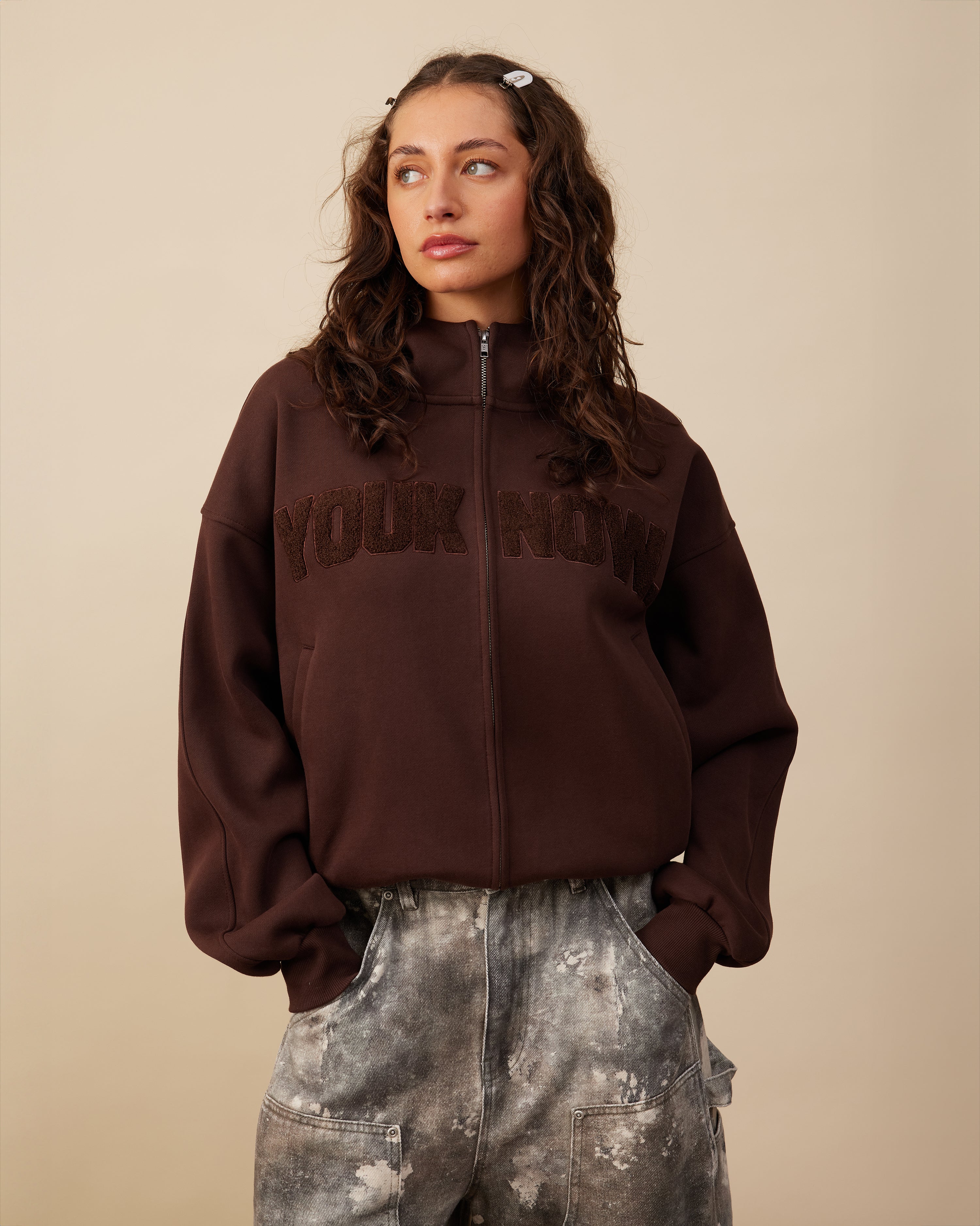 Chenille Zip Up | Chocolate