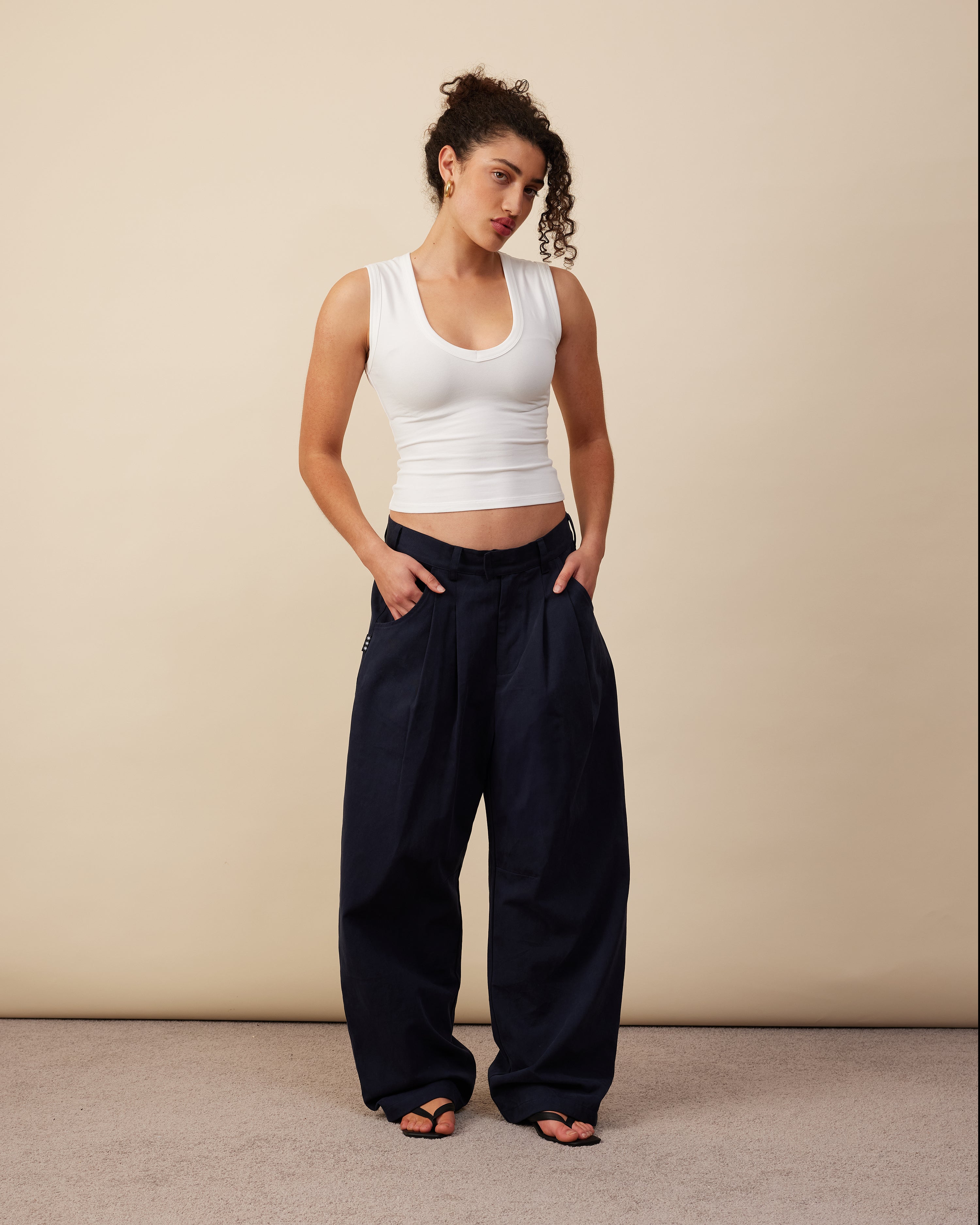 Barrel Leg Pants | Dark Navy