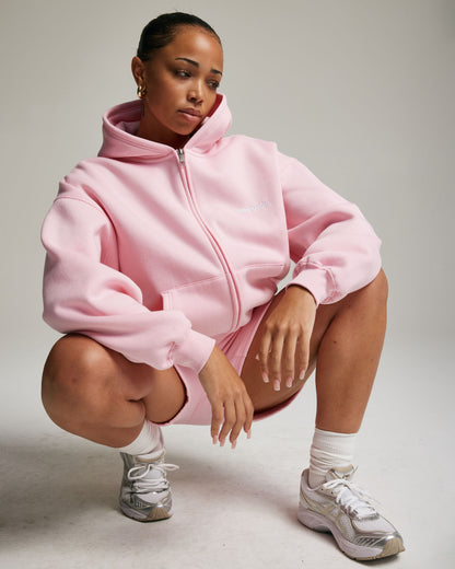Core Zip Up Hoodie | Baby Pink