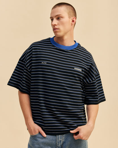 Striped YK Tee | Black/Blue Stripe