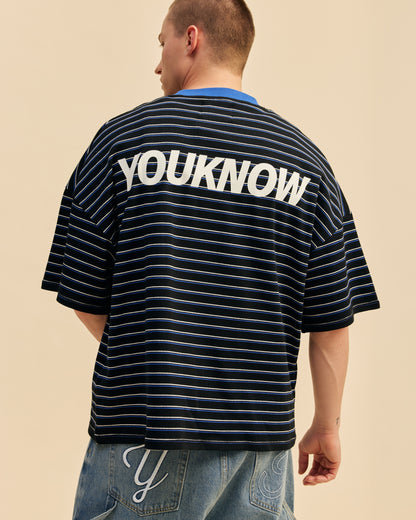 Striped YK Tee | Black/Blue Stripe
