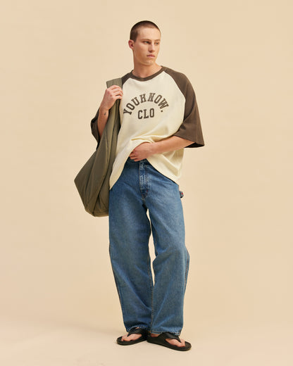 Raglan Waffle Tee | Charcoal/Cream