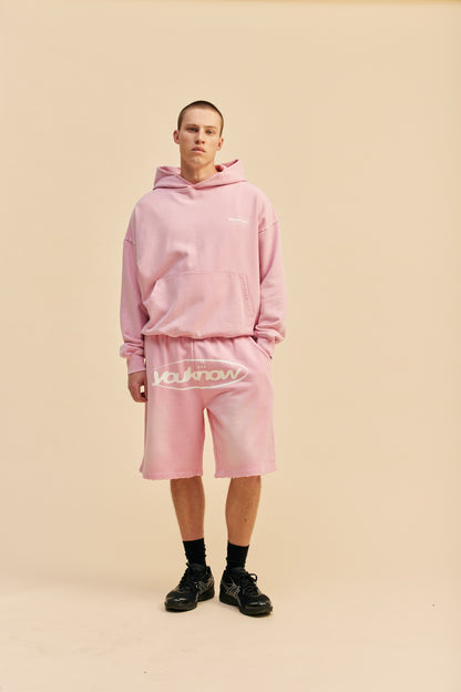 Distressed Logo Hoodie | Washed Pink