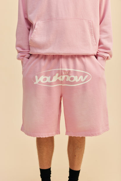 Distressed Logo Shorts | Washed Pink