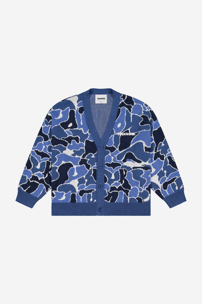 COTTON KNIT CARDIGAN | Blue Camo