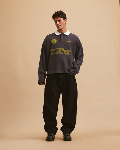 Emblem Polo Longsleeve | Charcoal
