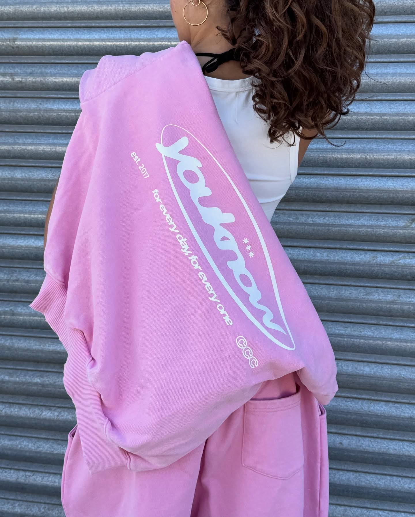 Distressed Logo Hoodie | Washed Pink