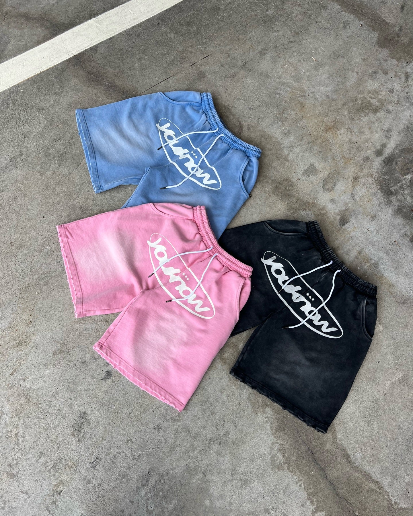 Distressed Logo Shorts | Washed Pink